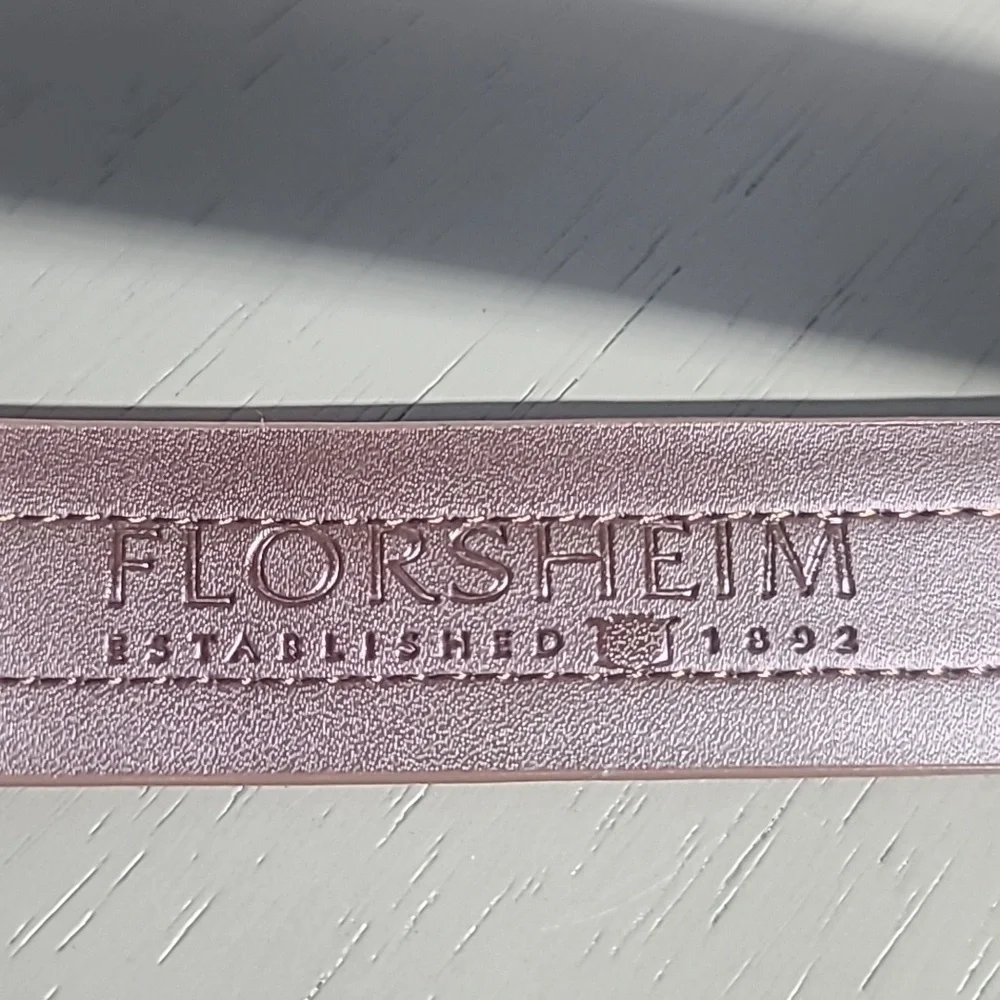 Florsheim Two-Tone Brown Leather Belt with Silver Buckle